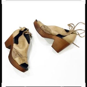 ISO👆🏽 FREE PEOPLE Leather Ankle Strap Wedge!!!